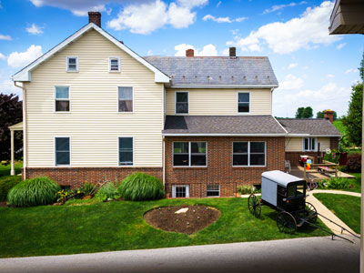 Amish House and Buggy Thumb Amish Buggy and Barn