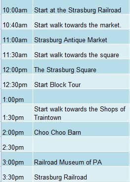 Schedule.JPG Sunday November 15th
-Start / Park at the Strasburg Railroad