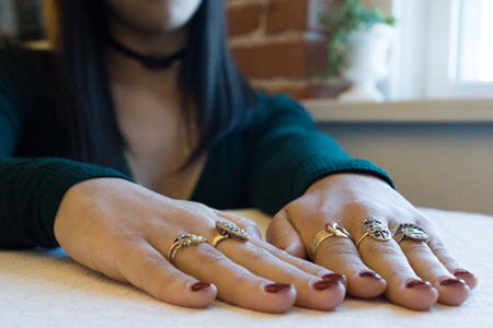 Showing Vintage Rings on Hands This is the three of you that run this company?