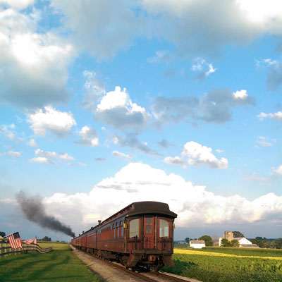 Train passing the Red Caboose Restaurant